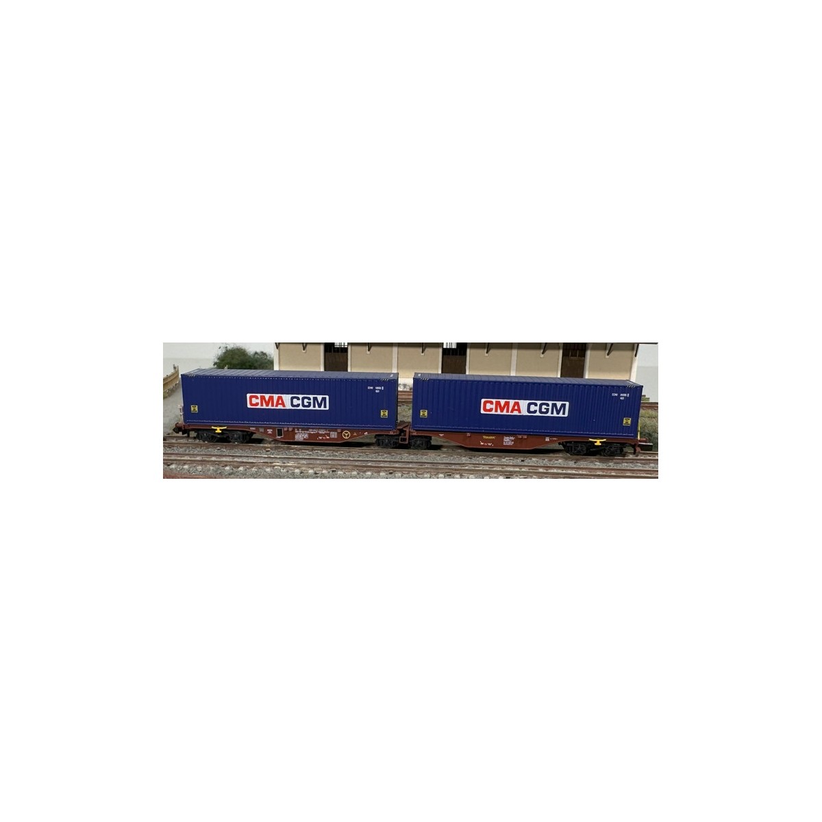 REE Modeles NW289 Wagon porte conteneurs Sggmrss 80 TOUAX, SNCF, 2 conteneurs CGA-CGM, N - 1/160 Ree Modeles NW-289 - 4