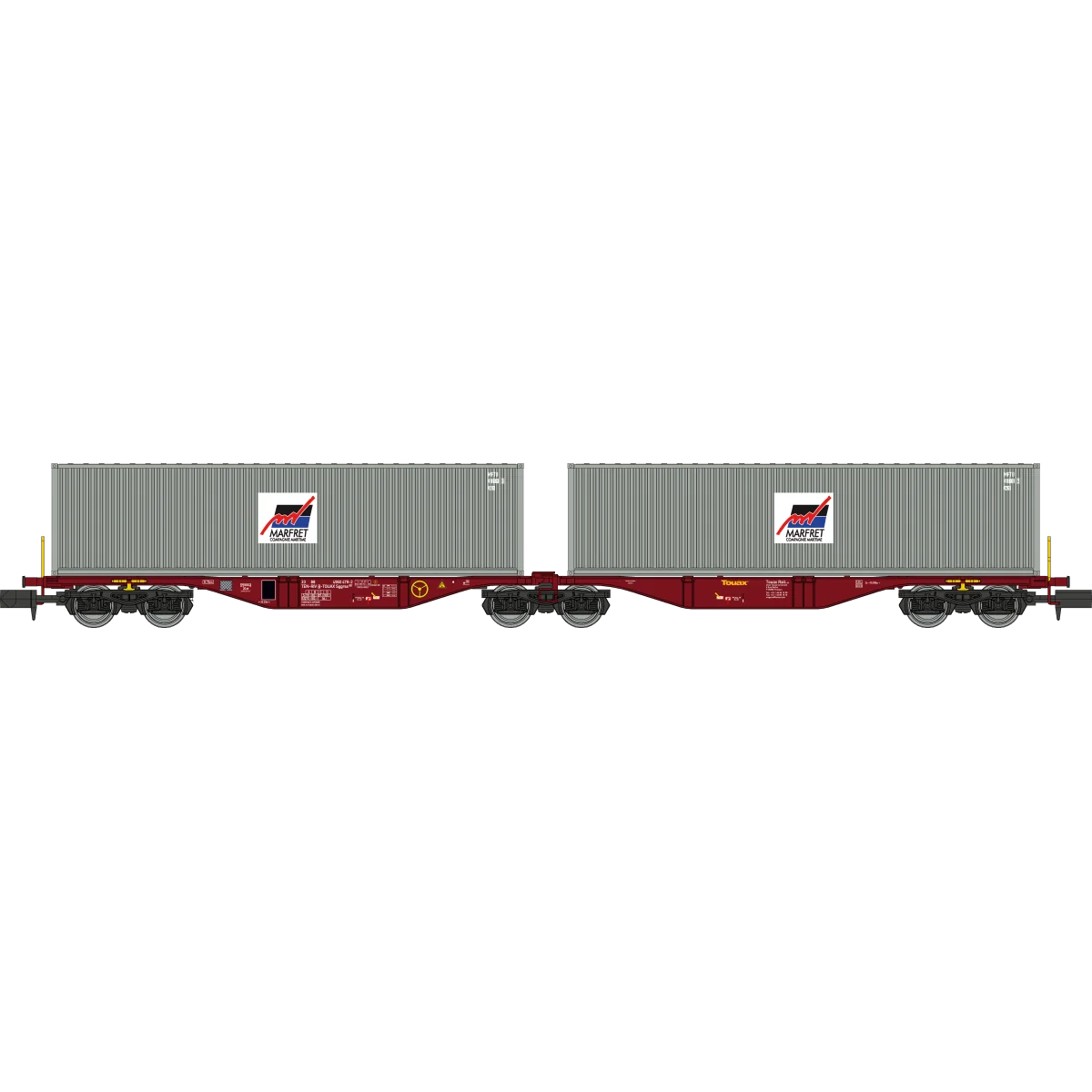 REE Modeles NW291 Container wagon Sggmrss 80 TOUAX, SNCF, 2 MARFRET... REE Modeles NW291 Container wagon Sggmrss 80 TOUAX, SNCF, 2 MARFRET...