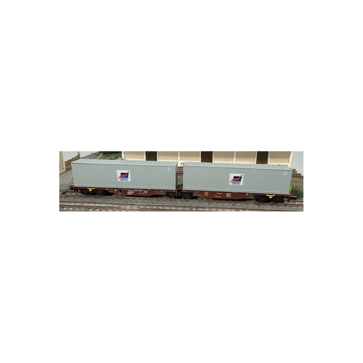 REE Modeles NW291 Wagon porte conteneurs Sggmrss 80 TOUAX, SNCF, 2 conteneurs MARFRET, N - 1/160 Ree Modeles NW-291 - 4