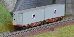 REE Modeles NW291 Wagon porte conteneurs Sggmrss 80 TOUAX, SNCF, 2 conteneurs MARFRET, N - 1/160 Ree Modeles NW-291 - 1