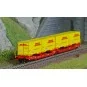 Fleischmann 6660051 Double pocket articulated wagon T3000e, DB AG, ... Fle_6660051-Fleischmann 6660051 Double pocket articulated wagon T3000e, DB AG, loaded with 4 DHL swap bodies, N scale