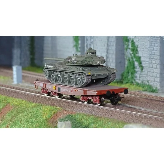 WBA-029-Ree Models WBA029 Rlmmp Tank Transport Wagon, SNCF + AMX 30B Tank - Flanders