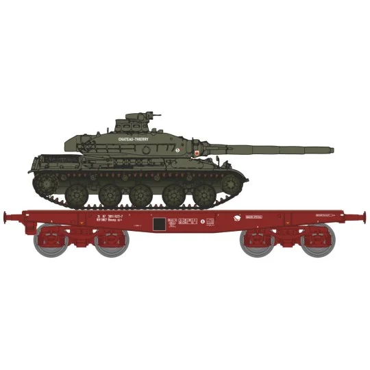 WBA-030-Ree models WBA030 Rlmmp tank transporter wagon, SNCF + AMX 30B tank - CHATEAU-THIERRY