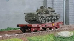 Ree models WBA031 Tank Carrier Wagon Rlmmp, SNCF + Char AMX 30B - L...