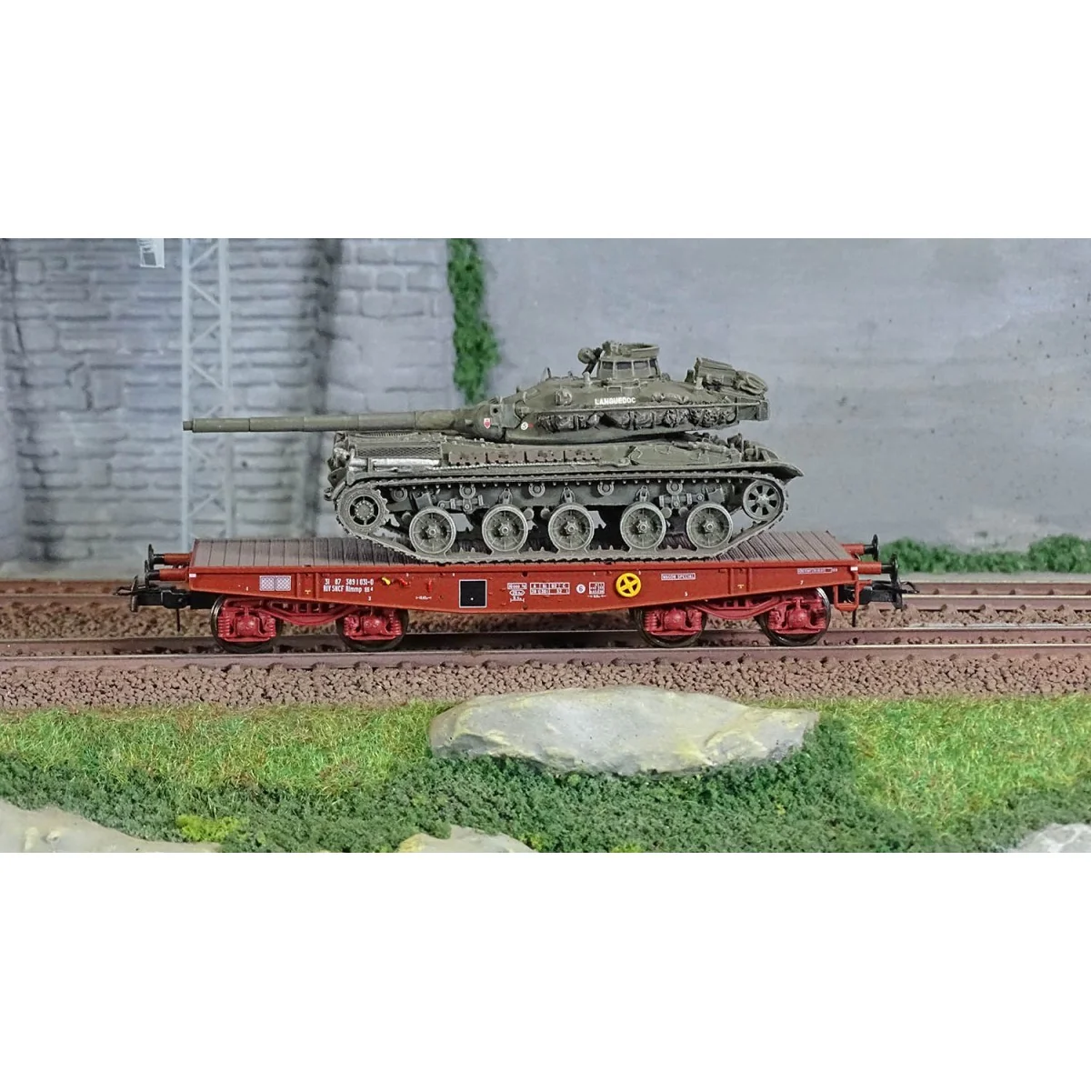 Ree modeles WBA031 Wagon Porte-char Rlmmp, SNCF + Char AMX 30B - LANGUEDOC Ree Modeles WBA-031 - 2