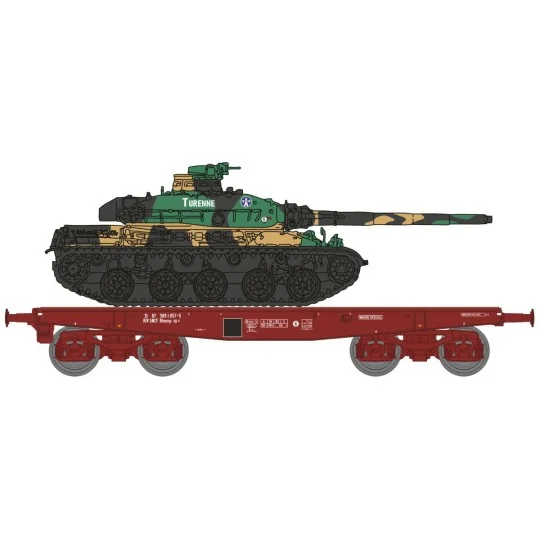 WBA-033-Ree models WBA033 Rlmmp Tank Transport Wagon, SNCF + AMX 30B Tank - TURENNE