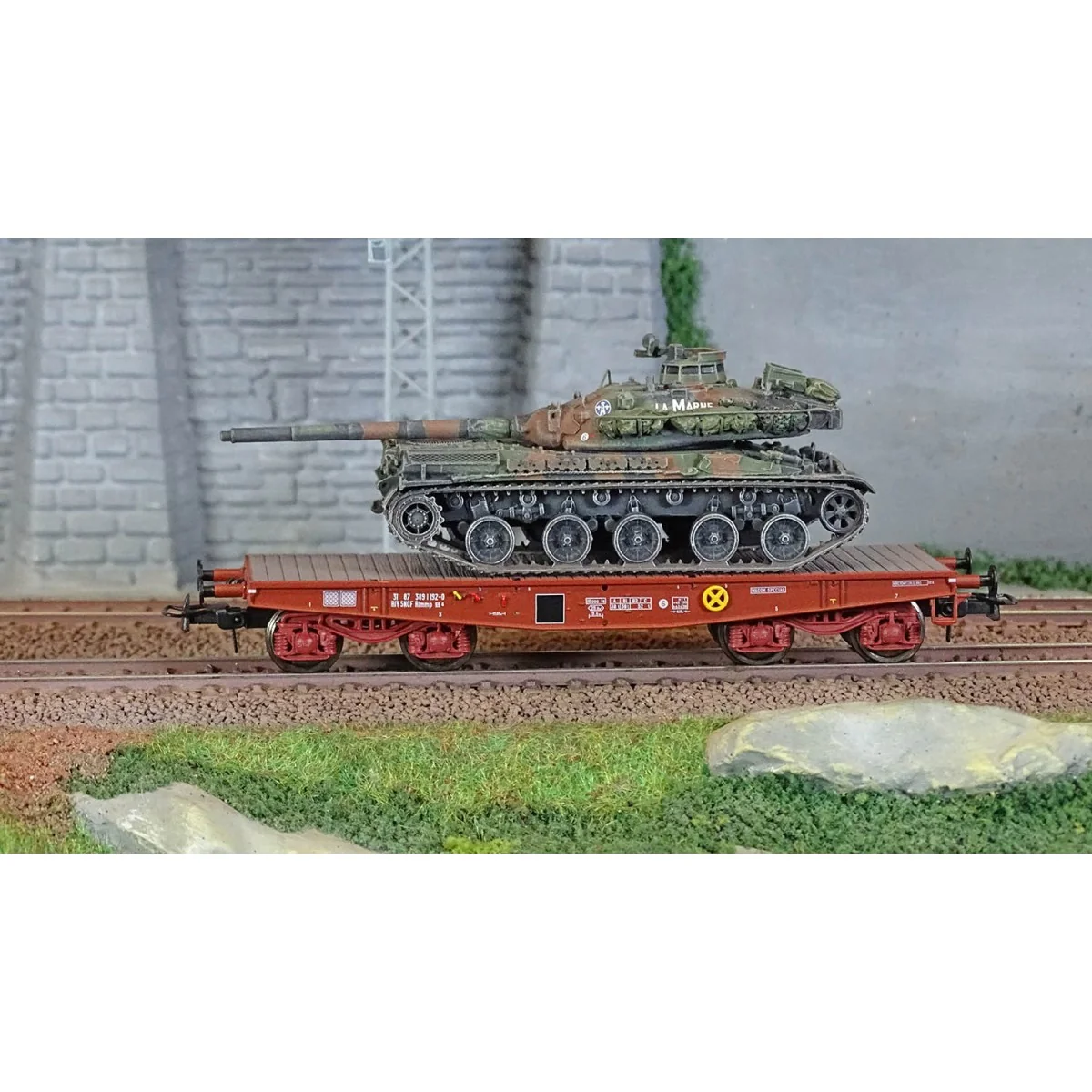 Ree modeles WBA037 Wagon Porte-char Rlmmp, SNCF + Char AMX 30B - LA MARNE Ree Modeles WBA-037 - 2