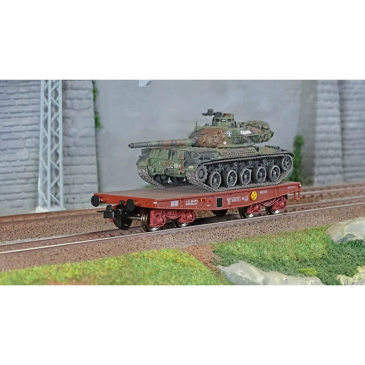 Ree modeles WBA038 Wagon Porte-char Rlmmp, SNCF + Char AMX 30B - COLMAR Ree Modeles WBA-038 - 1