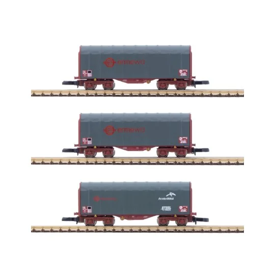 Azar W03-ERP Set of 3 short covered bogie wagons, ERMEWA, Z scale AZAR_W03-ERP-Azar W03-ERP Set of 3 short covered bogie wagons, ERMEWA, Z scale