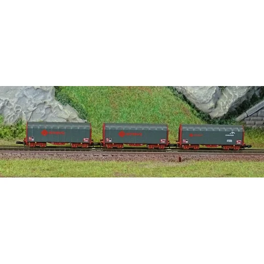 Azar W03-ERP Set of 3 short covered bogie wagons, ERMEWA, Z scale AZAR_W03-ERP-Azar W03-ERP Set of 3 short covered bogie wagons, ERMEWA, Z scale
