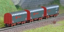 Azar W03-ERP Set of 3 short covered bogie wagons, ERMEWA, Z scale