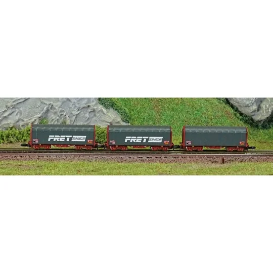 Azar W03-FRP Set of 3 short covered bogie wagons, SNCF, FRET, Z scale AZAR_W03-FRP-Azar W03-FRP Set of 3 short covered bogie wagons, SNCF, FRET, Z scale