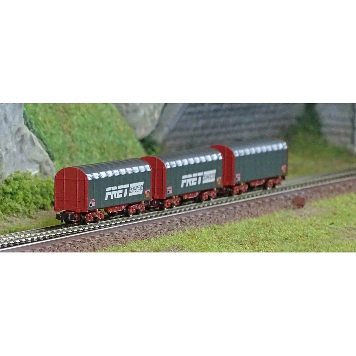 Azar W03-FRP Set de 3 wagons courts bâchés à bogies, SNCF, FRET, échelle Z AZAR Models AZAR_W03-FRP - 1