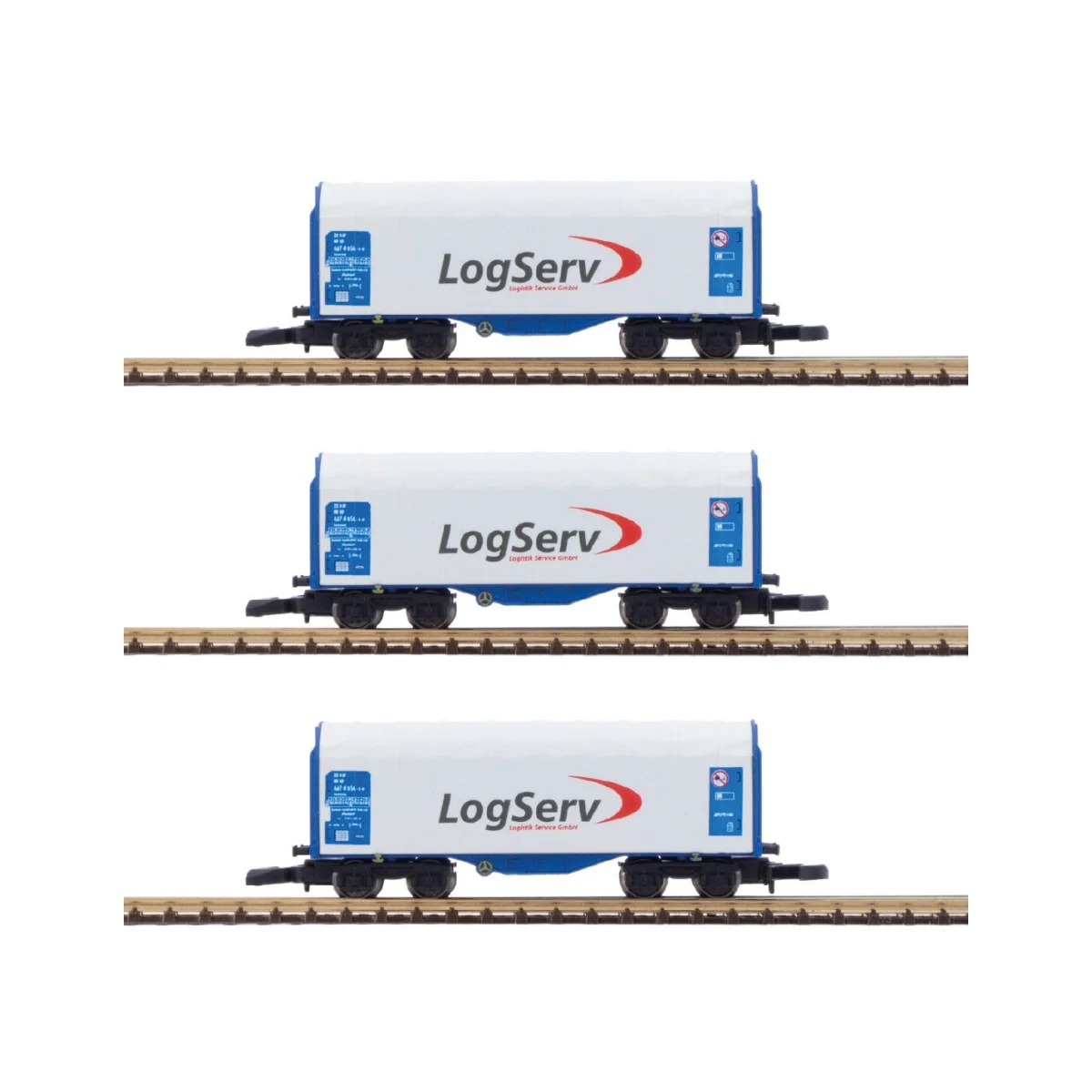 Azar W03-LSP Set of 3 short covered bogie wagons, LOGSERV, Z scale Azar W03-LSP Set of 3 short covered bogie wagons, LOGSERV, Z scale