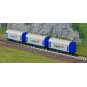 AZAR_W03-LSP-Azar W03-LSP Set de 3 wagons courts bâchés à bogies, LOGSERV, échelle Z