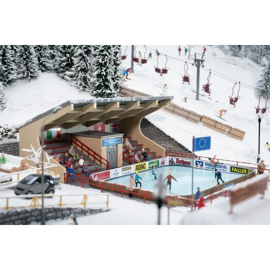FALLER_134005-Faller 134005 Model Kit, Artificial Ice Rink with Animated Figures
