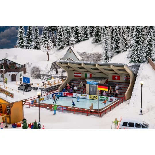 FALLER_134005-Faller 134005 Model Kit, Artificial Ice Rink with Animated Figures
