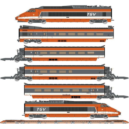 TGV-004.S-Ree Modeles TGV004S Set of 7 elements TGV WORLD RECORD 380Km/h No. 16, SNCF, digital sound, motorized pantographs