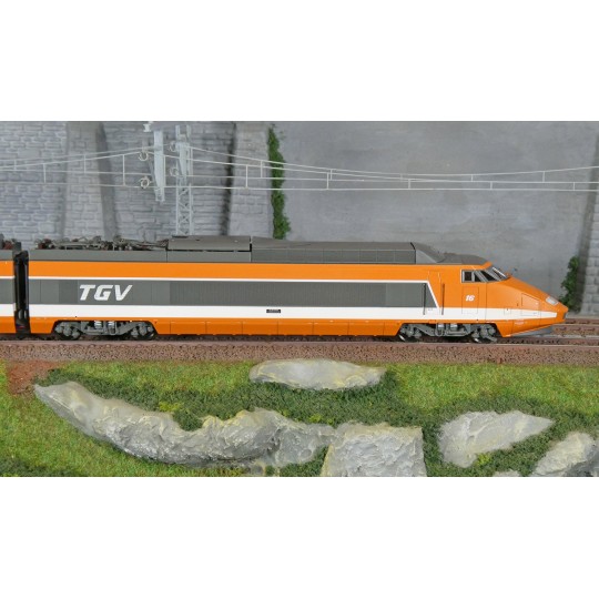 TGV-004.S-Ree Modeles TGV004S Set de 7 éléments TGV RECORD du MONDE 380Km/h N°16, SNCF, digital sonore, panto motorisés