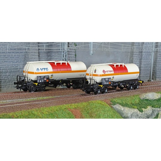 HJ6250-Jouef HJ6250 Set of 2 bogie tank wagons, chlorine transport, VTG + Ermewa, SNCF