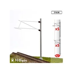 N-Train 21606 Set of 10 H-shaped catenary masts with brackets for 2...