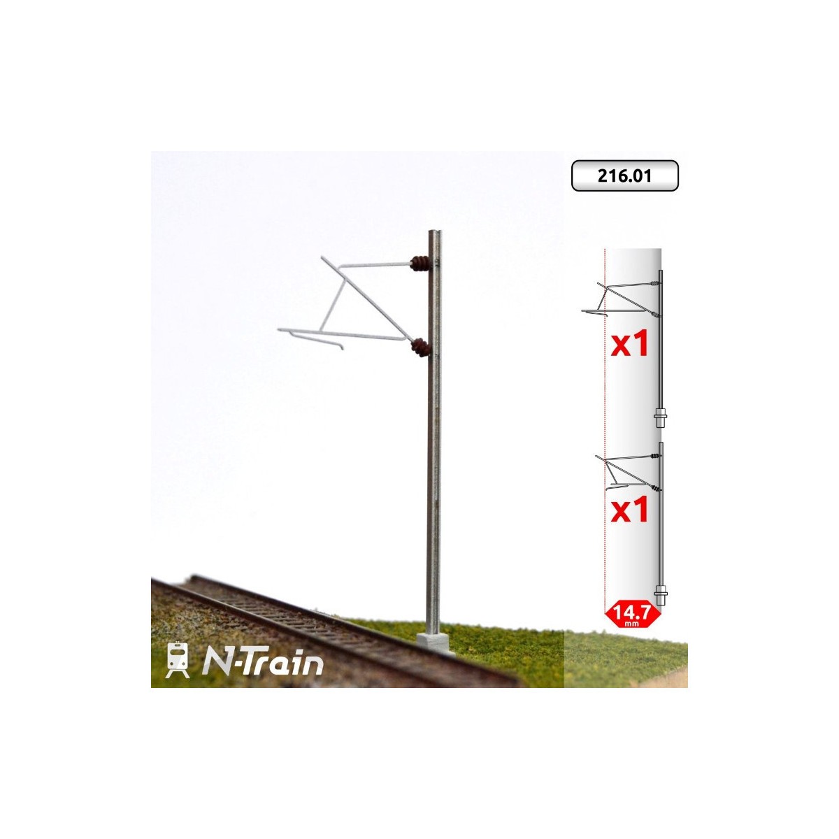 N-Train 21601 Set de 2 poteaux caténaire en H à console à 25kV - S, échelle N MAFEN N-TRAIN_21601 - 1