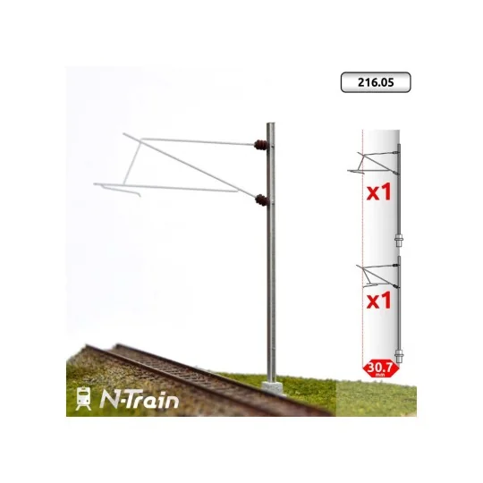 N-TRAIN_21605-N-Train 21605 Set of 2 H-shaped catenary masts with brackets for 25kV - L1, N scale
