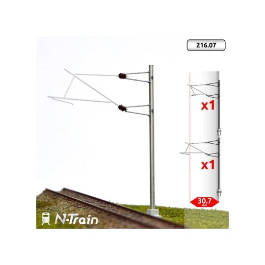 N-TRAIN_21607-N-Train 21607 Set of 2 H-shaped catenary masts with brackets for 25kV - L2, N scale