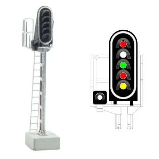 MAFEN_413206-MAFEN 413206 Main signal with 6 LED lights (red/white/green/red/yellow/white), SNCF, N scale