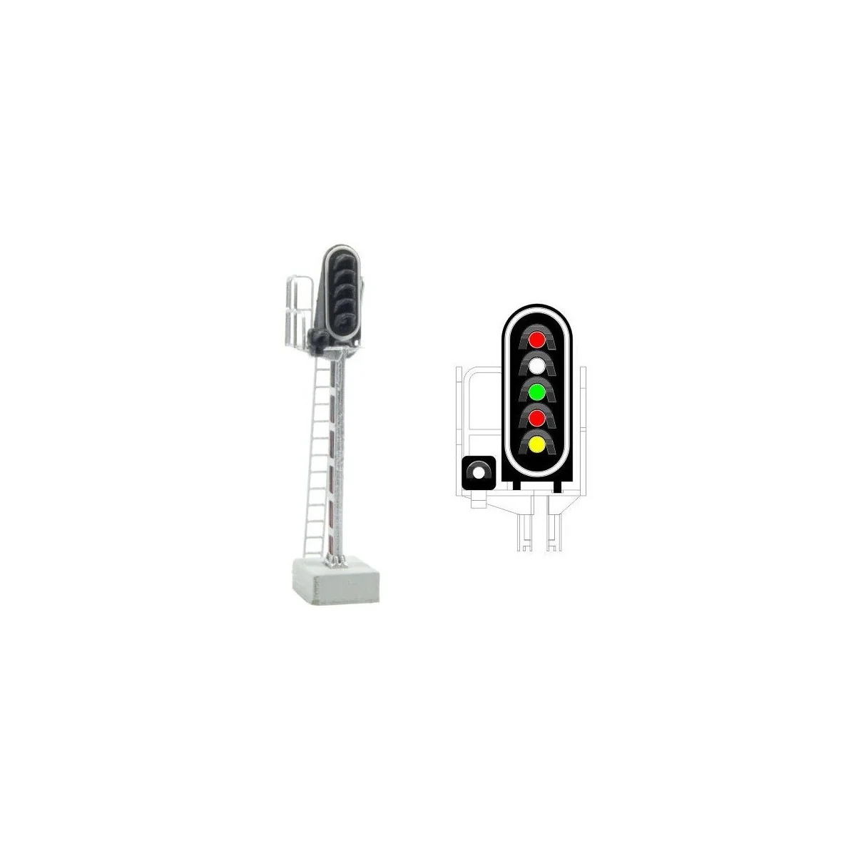 MAFEN 413206 Main signal with 6 LED lights (red/white/green/red/yel...