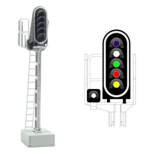 MAFEN_413207-MAFEN 413207 Main signal with 6 LED lights (purple/white/green/red/yellow/white), SNCF, N scale