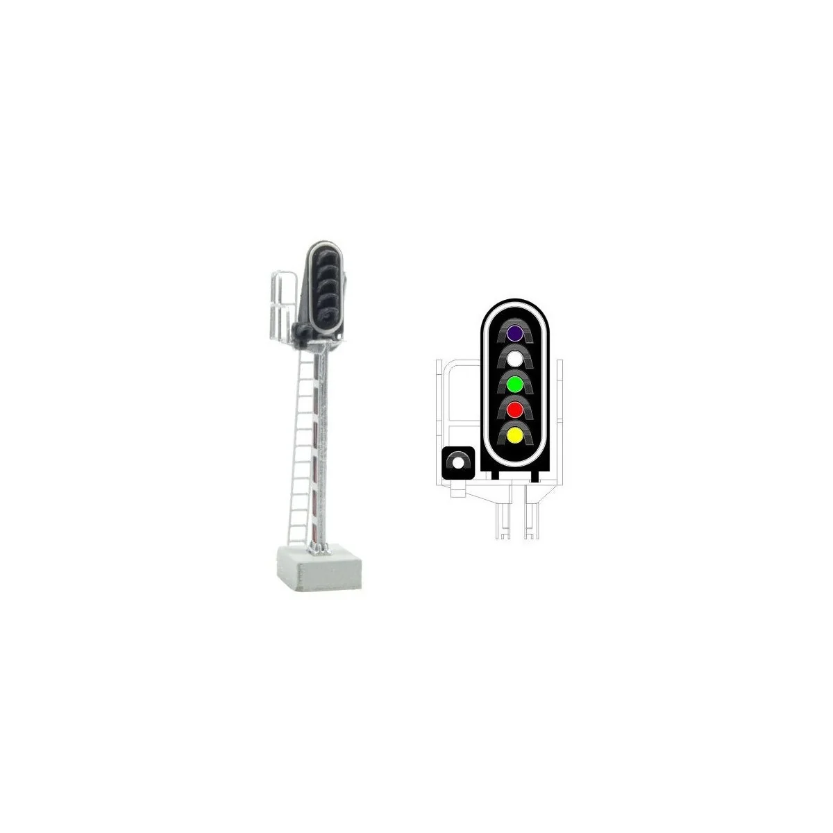 MAFEN 413207 Main signal with 6 LED lights (purple/white/green/red/...
