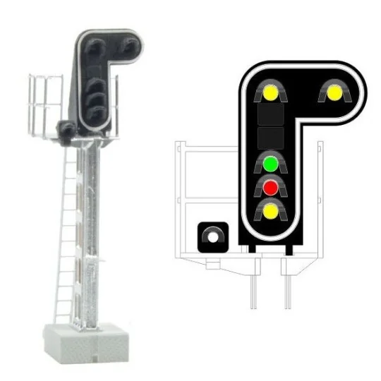 MAFEN_413208-MAFEN 413208 Signal principal 6 feux LED (double jaune/vert/rouge/jaune/blanc), SNCF, échelle N
