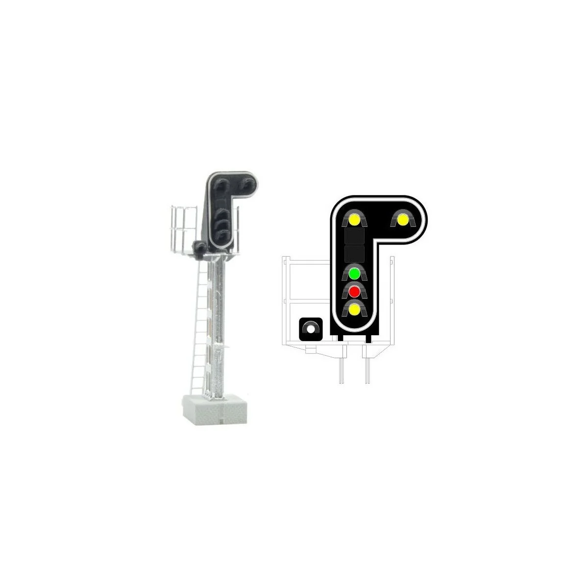 MAFEN 413208 Main signal with 6 LED lights (double yellow/green/red...