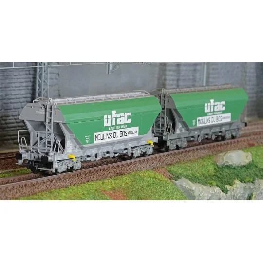 HJ6281-Jouef HJ6281 Set de 2 wagons trémies à bogies, avec parois planes, UFAC