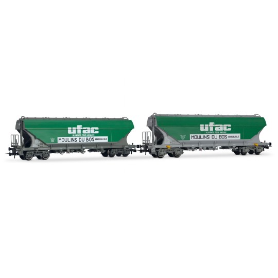 HJ6281-Jouef HJ6281 Set of 2 bogie hopper wagons with flat sides, UFAC