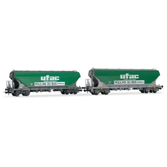 Jouef HJ6281 Set of 2 bogie hopper wagons with flat sides, UFAC HJ6281-Jouef HJ6281 Set of 2 bogie hopper wagons with flat sides, UFAC