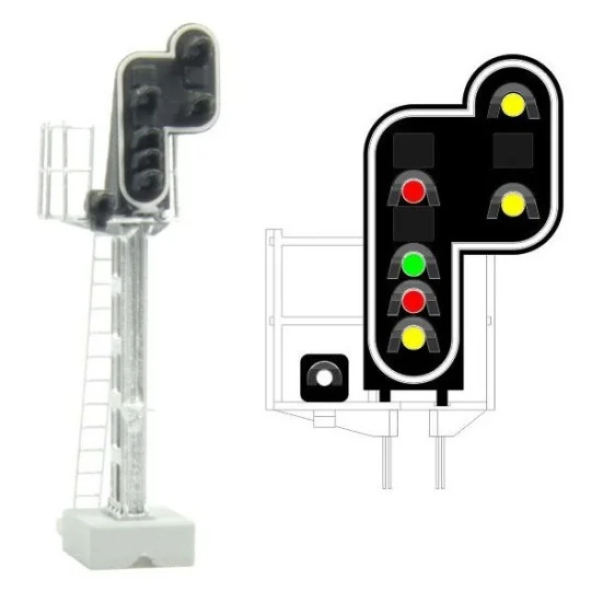 MAFEN_413213-MAFEN 413213 Signal principal 7 feux LED (rouge/vert/rouge/jaune/blanc + double jaune), SNCF, échelle N