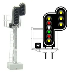 MAFEN 413216 Signal principal 10 feux LED (double jaune/rouge/blanc/vert/rouge/jaune/blanc + double jaune), SNCF, échelle N MAFE