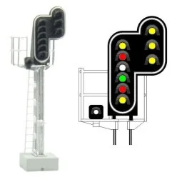 MAFEN 413216 Main signal with 10 LED lights (double yellow/red/whit...
