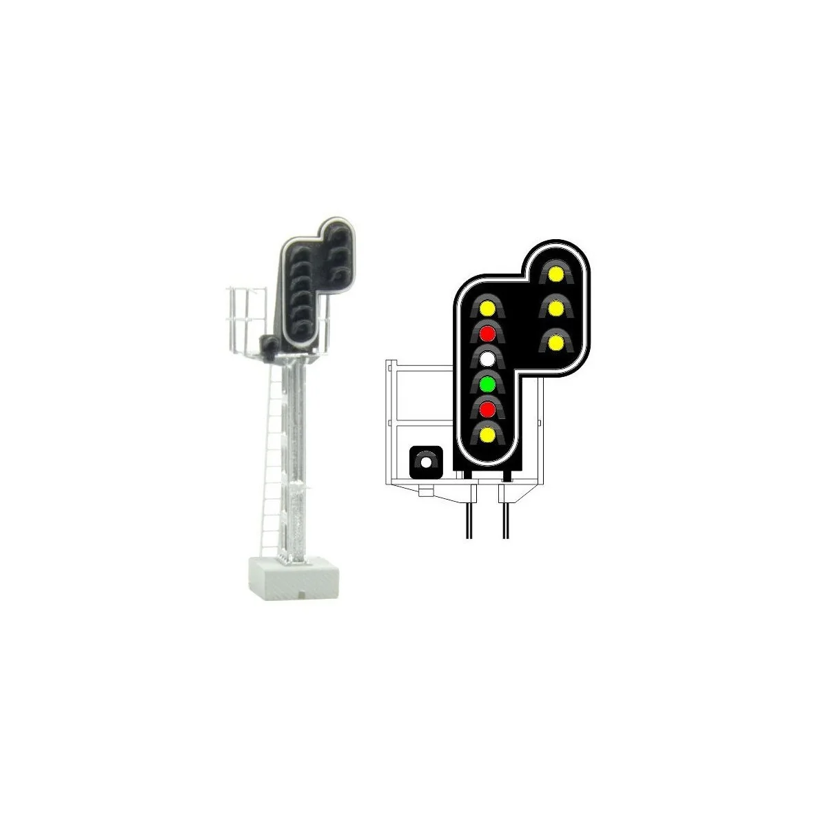 MAFEN 413216 Signal principal 10 feux LED (double jaune/rouge/blanc/vert/rouge/jaune/blanc + double jaune), SNCF, échelle N MAFE