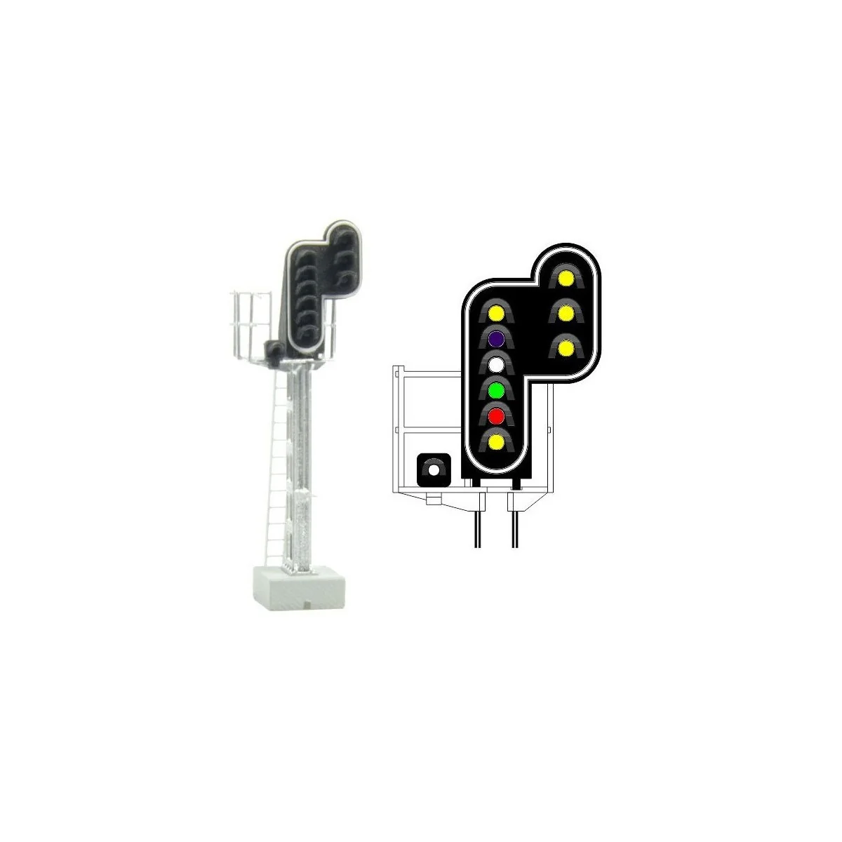 MAFEN 413217 Main signal with 10 LED lights (double yellow/violet/w...
