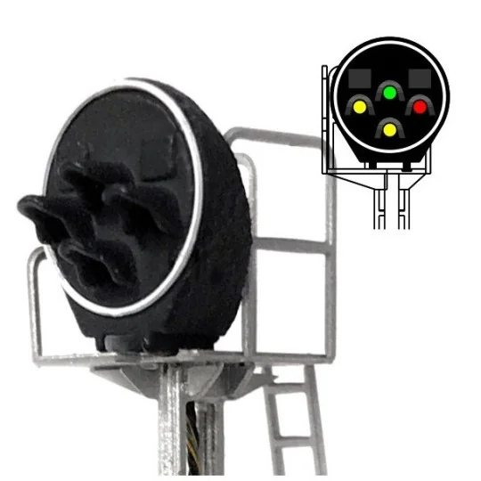 MAFEN_413220-MAFEN 413220 Signal Disque 4 feux LED (vert/jaune/rouge/jaune), SNCF, échelle N