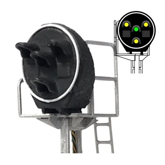 MAFEN_413221-MAFEN 413221 Disc Signal with 4 LED lights (3 yellow/1 green), SNCF, N scale