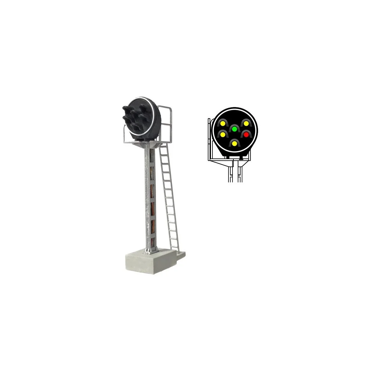 MAFEN 413222 Signal Disque 6 feux LED (3 jaunes/vert/rouge), SNCF, échelle N MAFEN MAFEN_413222 - 1