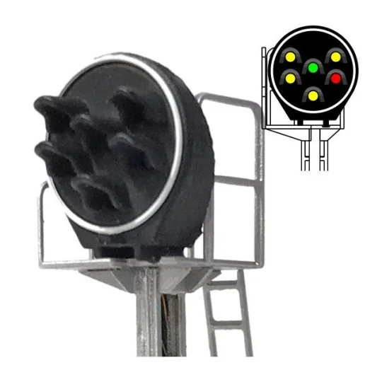 MAFEN_413222-MAFEN 413222 Signal Disque 6 feux LED (3 jaunes/vert/rouge), SNCF, échelle N