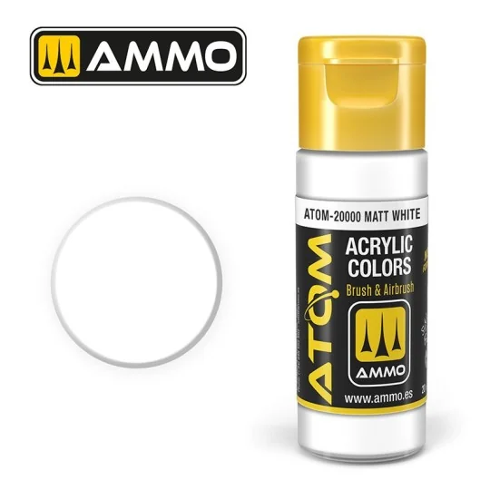 ATOM-20000-Peinture acrylique Blanc Mat 20ml ATOM AMMO - ATOM-20000