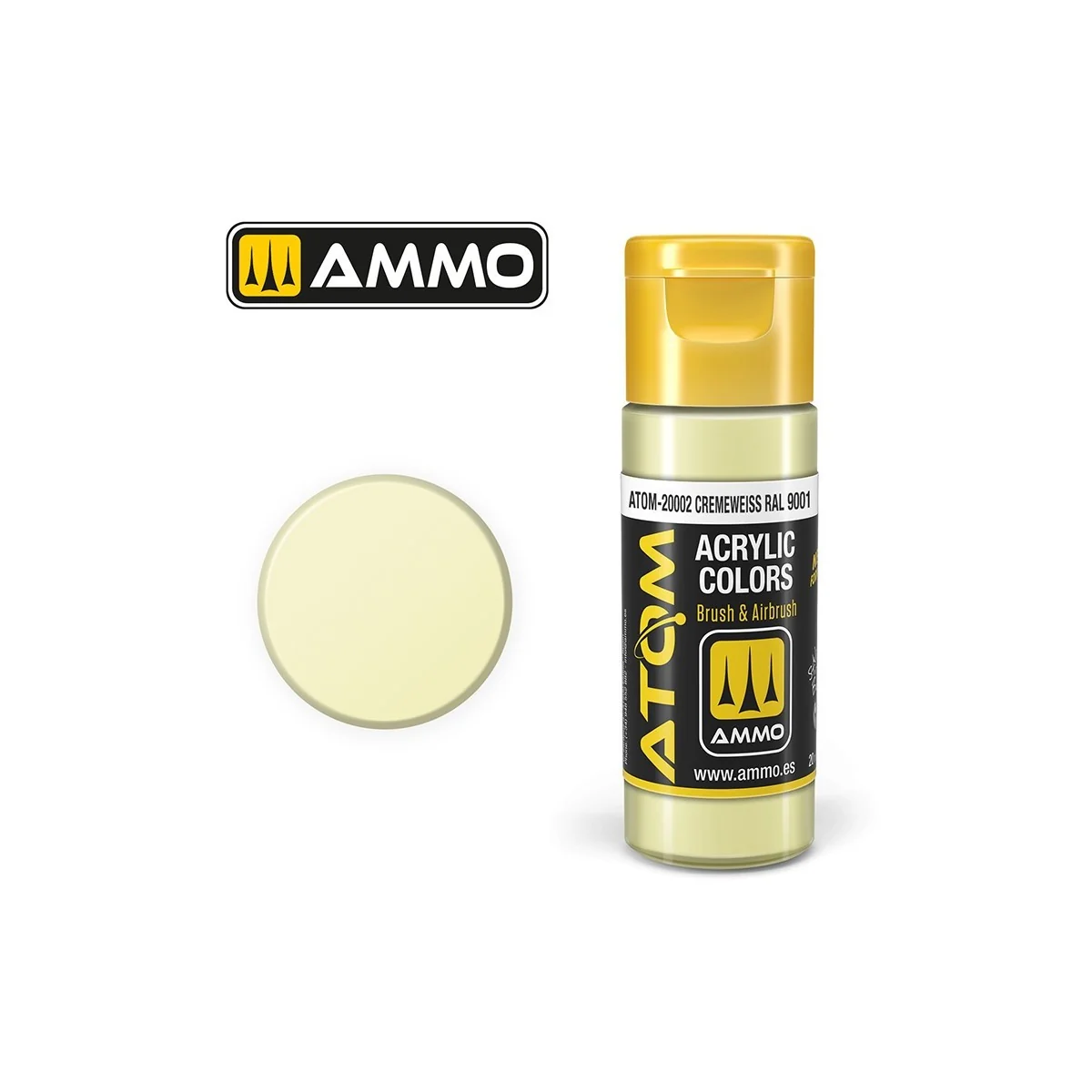 Peinture acrylique Crèmeweiss RAL 9001 20ml ATOM AMMO Peinture acrylique Crèmeweiss RAL 9001 20ml ATOM AMMO