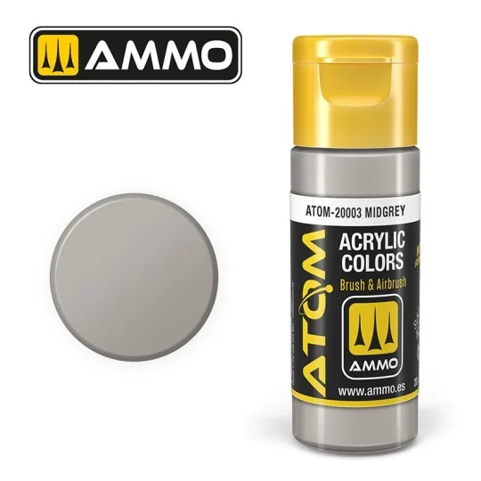 ATOM-20003-Peinture acrylique Gris moyen 20ml ATOM AMMO
