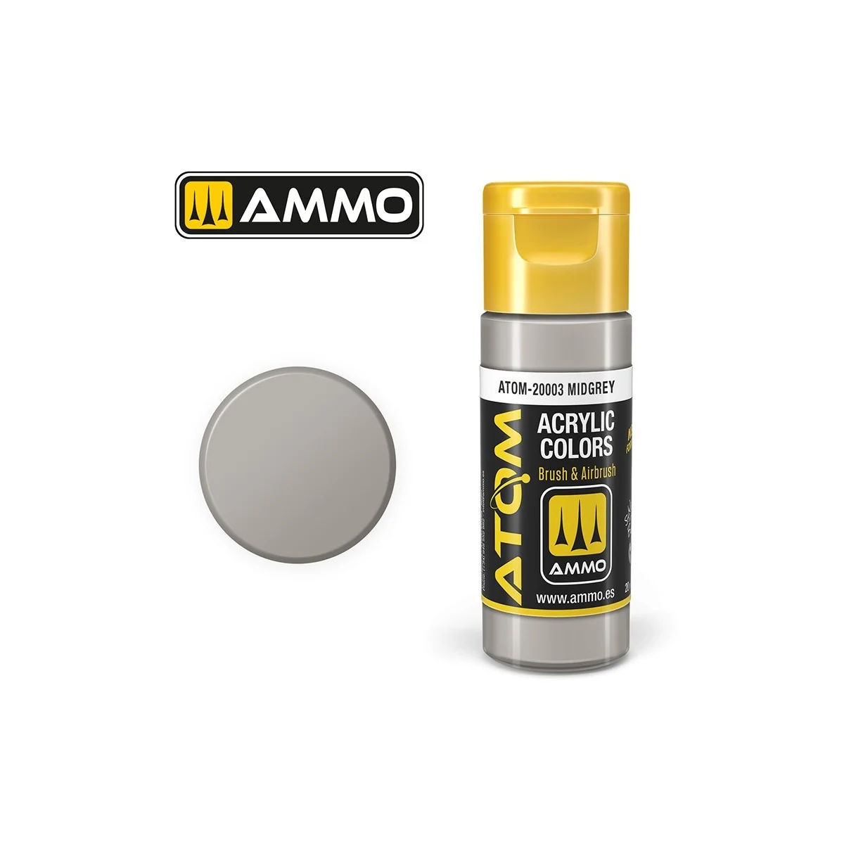 Peinture acrylique Gris moyen 20ml ATOM AMMO - ATOM-20003